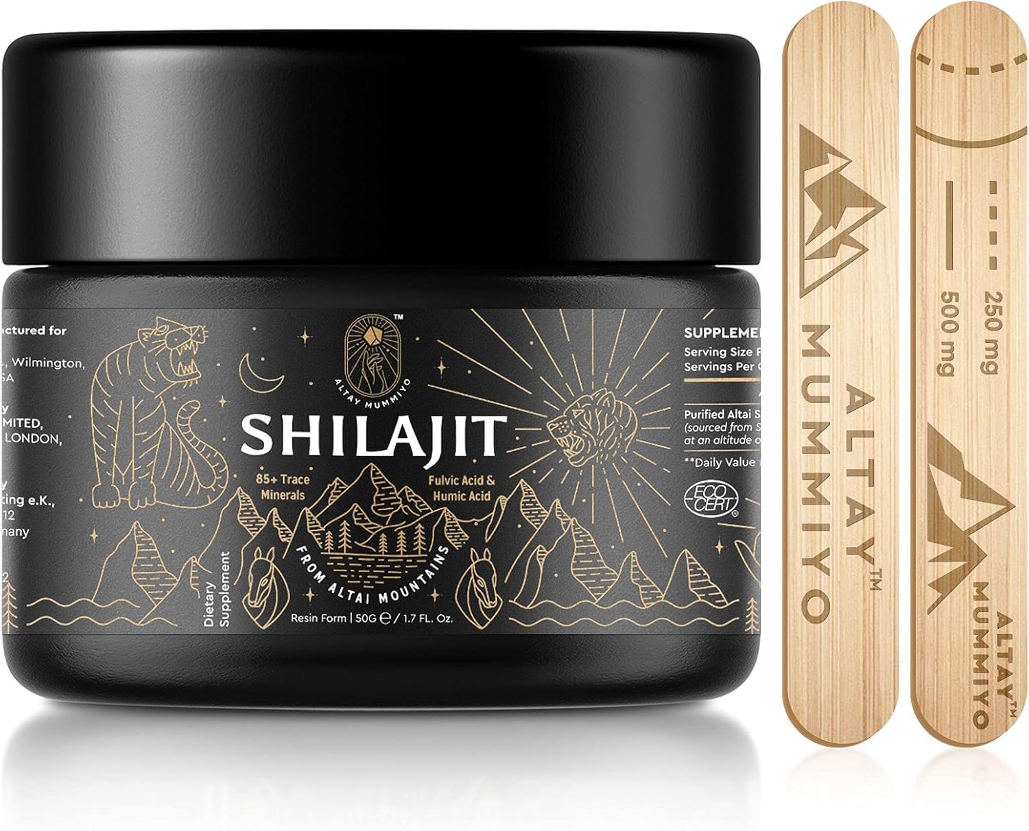 Shilajit Resin With Fulvic Acid & Trace Minerals, Original Siberian Pure Shilajit With 85+ Humic Acid Supplement Gel, Support Metabolism & Immune System - 100 Serving / 50G