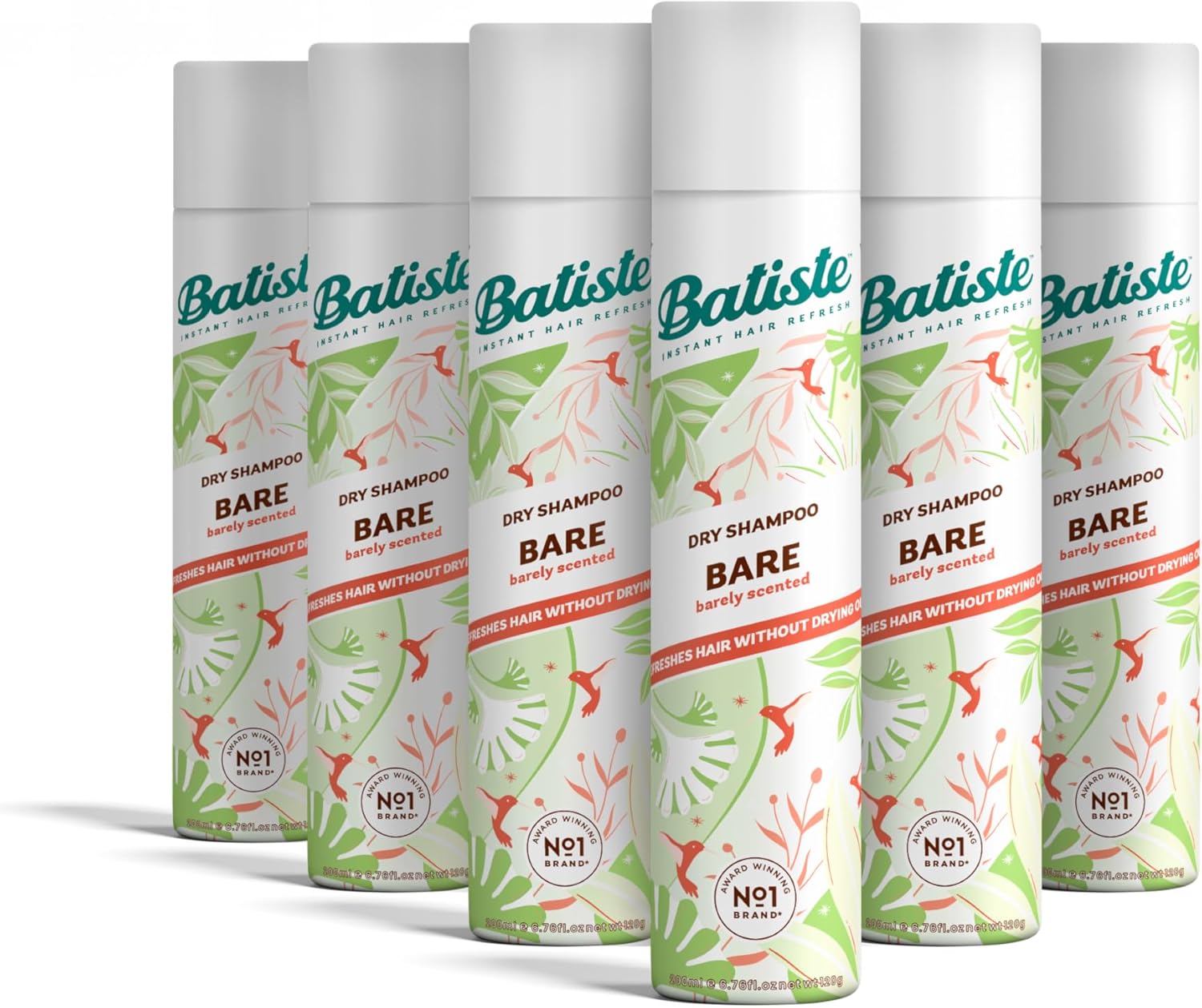 Batiste Dry Shampoo In Bare 200Ml, Barely Scented Light Fragrance, No Rinse Spray To Refresh Hair In Between Washes