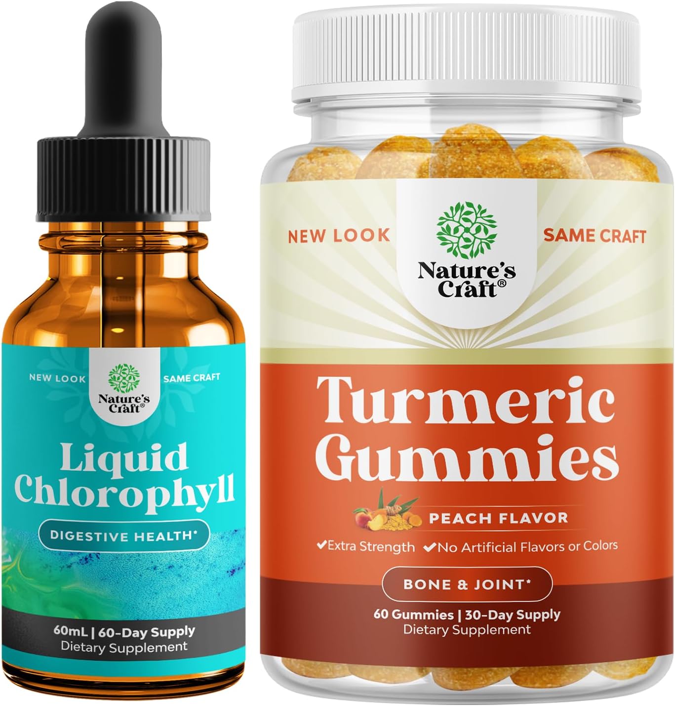 Bundle of Natural Chlorophyll Liquid Drops and Turmeric Curcumin Immune Support Gummies - For Digestive Support Gut Health Liver Support and Immune Support - For Joint Support and Anti Aging Skin Care