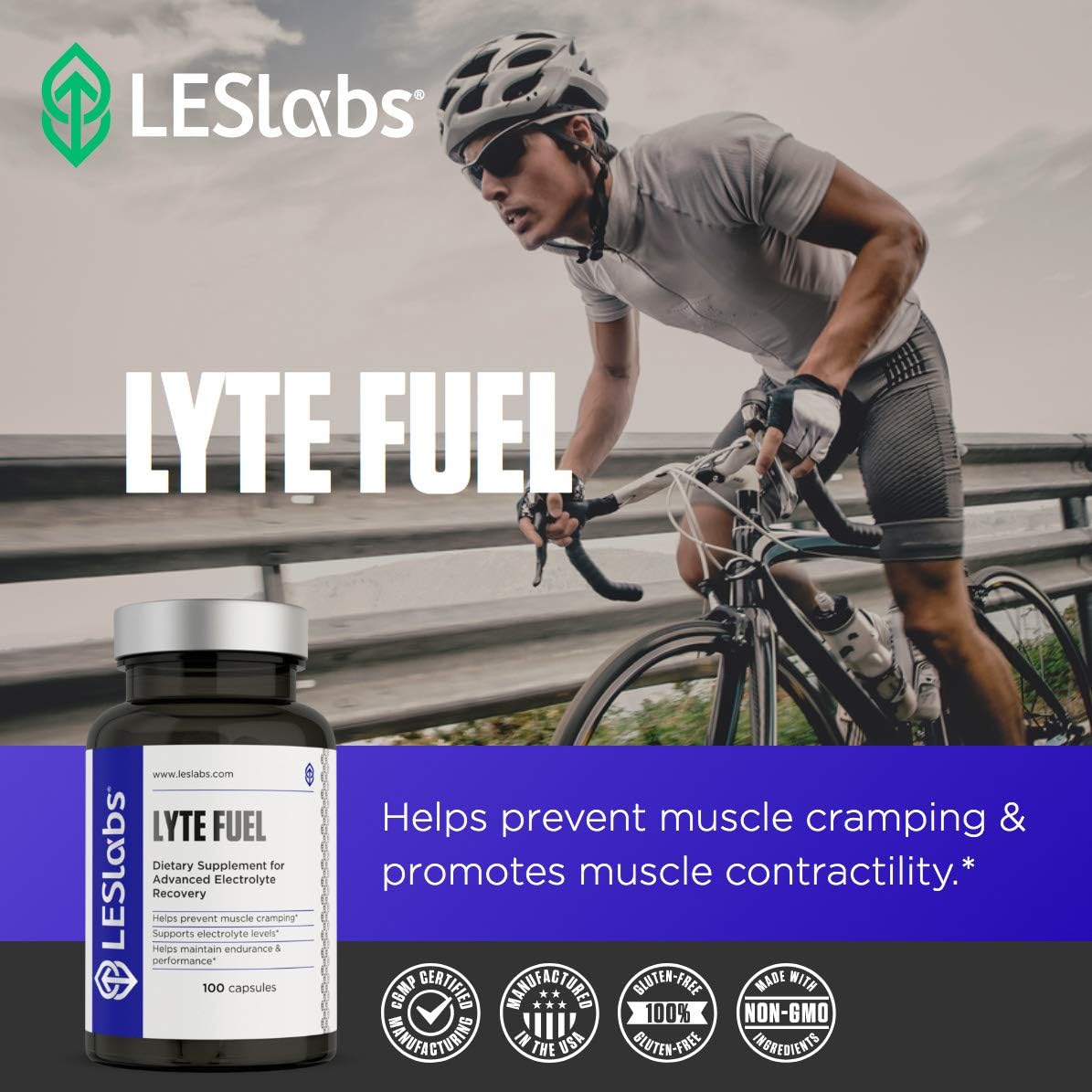 Les Labs Lyte Fuel – Electrolyte Replacement, Endurance, Performance, Muscle Cramping & Keto Support – Magnesium, Zinc, Potassium & Chromium – Non-Gmo Supplement – 100 Capsules : Health & Household