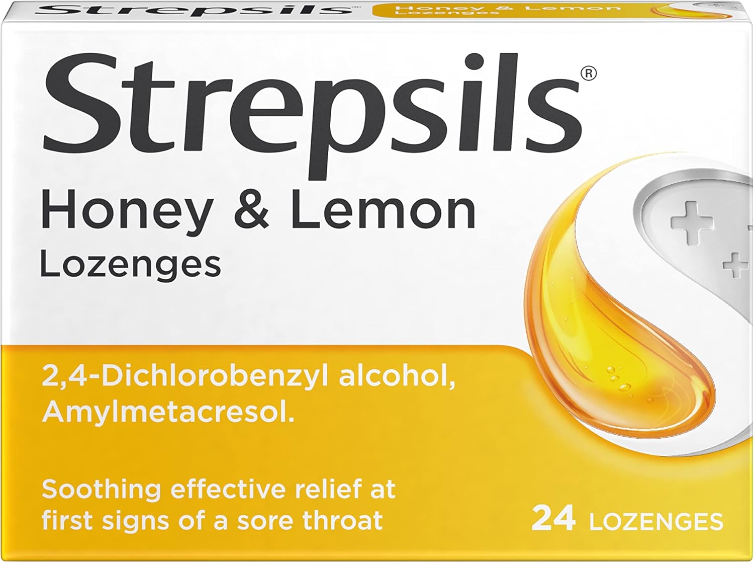Strepsils Sore Throat Relief, Honey And Lemon, 24 Lozenges, Soothes, Effective Antiseptics, Removes Germs, Fights Infections, Fast Acting, 2 Hours Relief, Medication