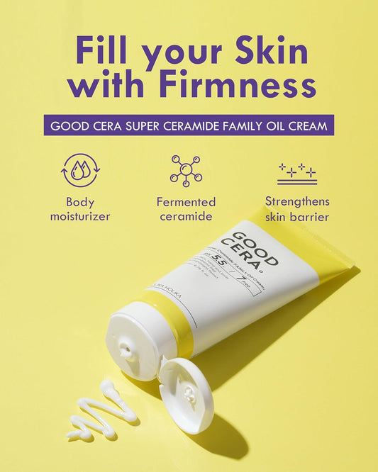 Holika Holika Good Cera Super Ceramide Family Oil Cream 6.76Fl Oz | Ceramide Moisturizer Face Cream For Women & Men | Body & Face Moisturizer For Dry Skin | Body & Face Lotion