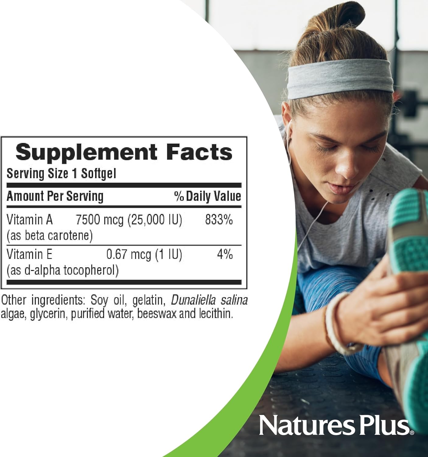 NaturesPlus Natural Beta Carotene - 25,000 iu Vitamin A & Vitamin E, 90 Softgels - Eye Supplement, Antioxidant, Aids in Free Radical & Natural Cellular Defense - Gluten-Free - 90 Servings