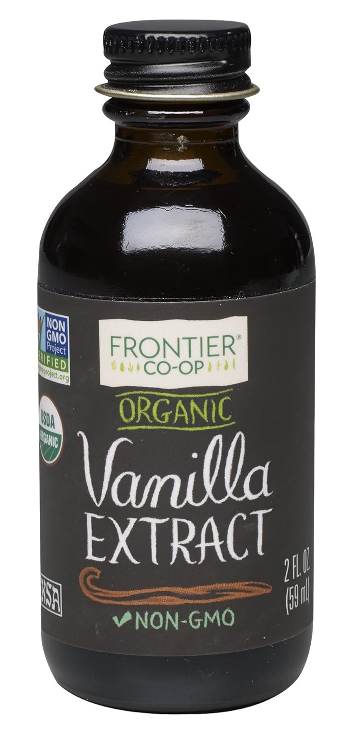 Frontier Co-Op Organic Vanilla Extract, 2 Ounce Glass Bottle, Buttery Smooth, Sugar-Free Flavor For Smoothies And More