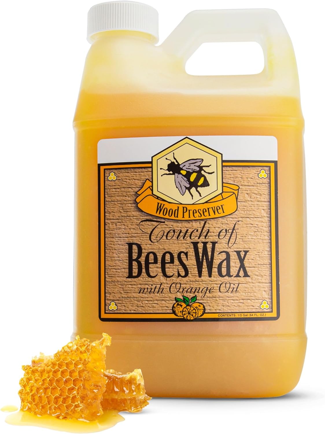 Touch of Beeswax Wood Furniture Polish and Conditioner with Orange Oil. Feeds, Waxes and Preserves Wood Beautifully (64 oz)