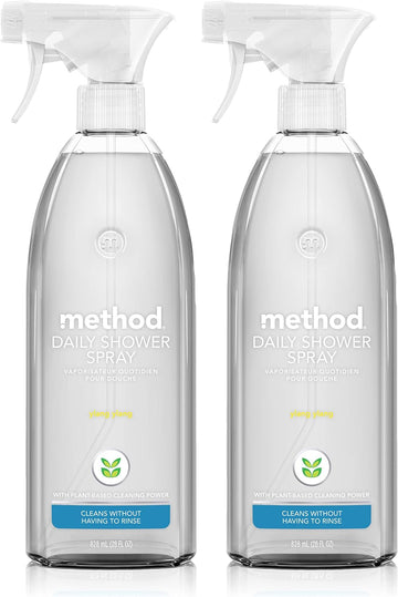 Method Daily Shower Cleaner Spray, Ylang Ylang, For Showers, Tile, Fixtures, Glass And Tubs, 28 Oz Spray Bottle (Pack Of 2)