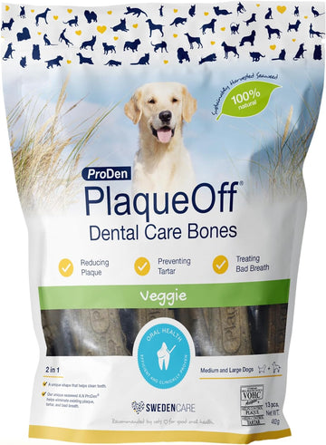 Swedencare UK ProDen PlaqueOff Dental Bones Vegetable Fusion (Pack of 13 - 485 g) for Dogs, Bad Breath, Plaque, Tartar?PDDCB1