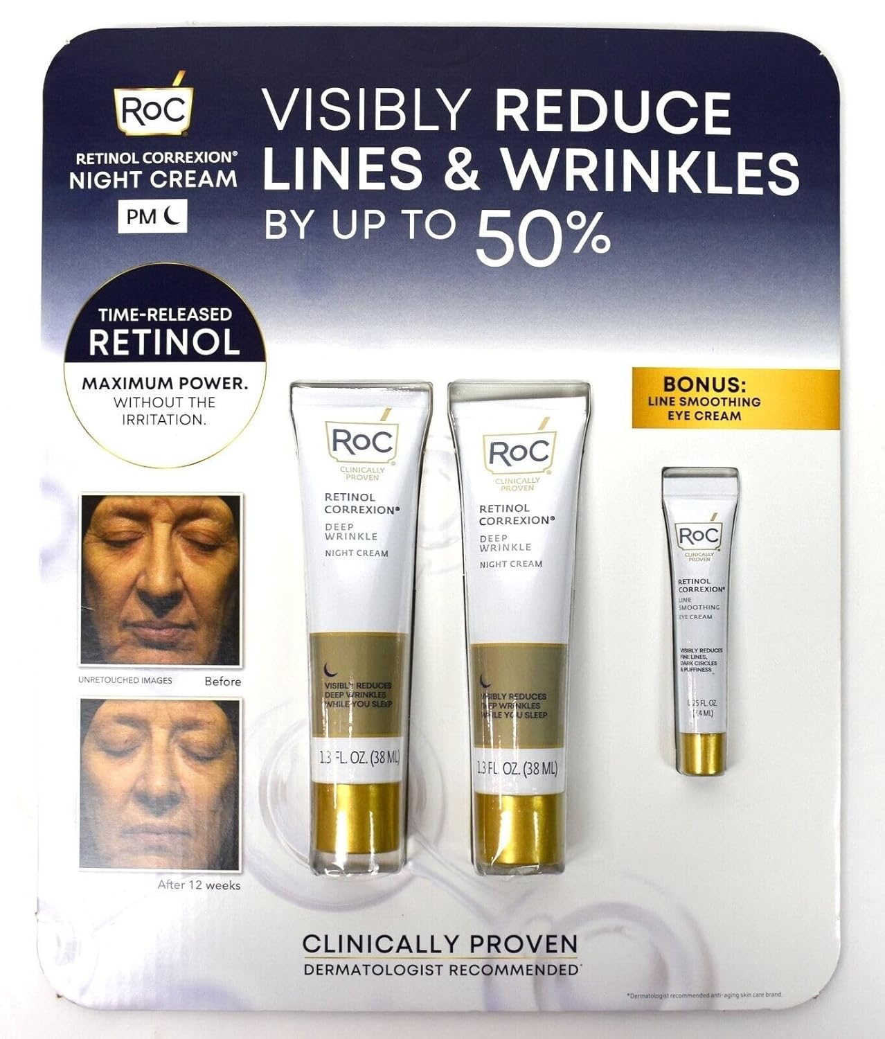 Roc Deep Wrinkle Night Cream Double Pack - New Larger Size 10% More!! , 1 Fl Oz (Pack Of 2)