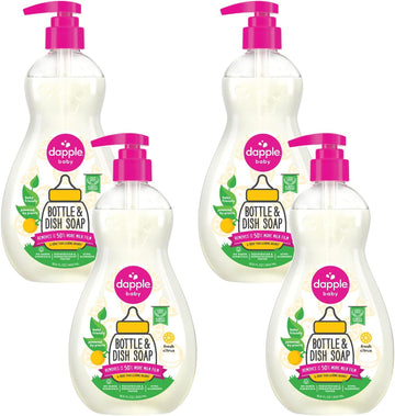 Dapple Bottle And Dish Soap Baby, Fresh Citrus, 16.9 Fl Oz (Pack Of 4) - Plant Based Dish Liquid For Dishes & Baby Bottles - Hypoallergenic Soap, Liquid Soap