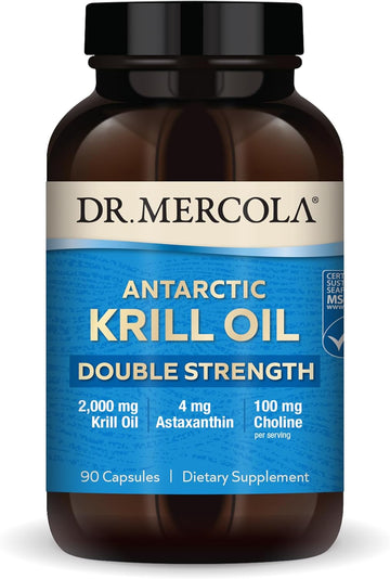 Dr. Mercola Krill Oil Double Strength, 30 Servings (90 Capsules), Dietary Supplement, 2,000 Mg Krill Oil Per Serving, Ideal Source Of Omega-3S, Non-Gmo, Msc Certified