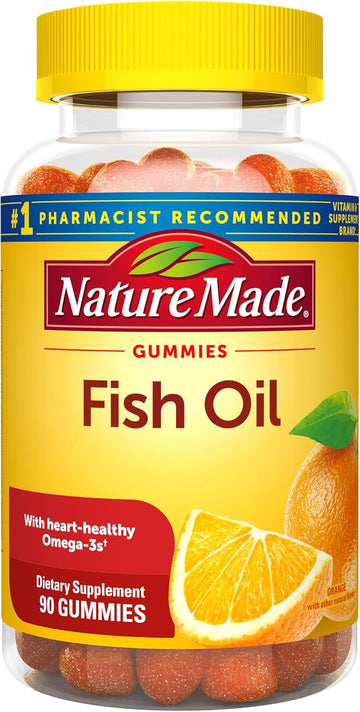 Nature Made Fish Oil Gummies, Omega 3 Fish Oil Supplements, Healthy Heart Support, 90 Gummies, 45 Day Supply