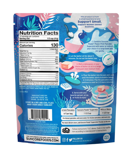 Suncore Foods Heroic Blue Spirulina Pancake & Waffle Mix, Non-GMO, 20oz (1 Pack)