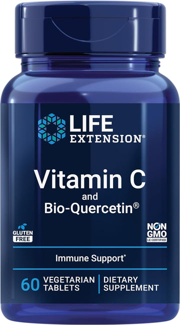 Life Extension Vitamin C And Bio-Quercetin®, Cardiovascular Health Supplement, Immune Support, Highly Absorbable, Quercetin, Vitamin C, Gluten Free, Non-Gmo, Vegetarian, 60 Tablets