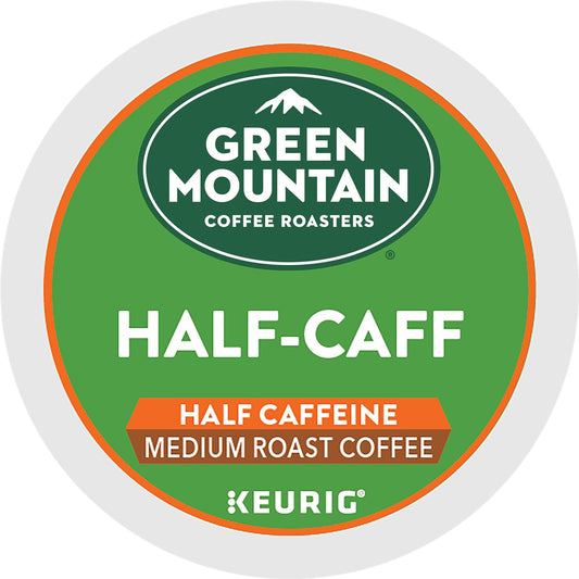 Green Mountain Coffee Roasters Half Caff Keurig Single-Serve K-Cup pods, Medium Roast Coffee, 72 Count (6 Packs of 12)