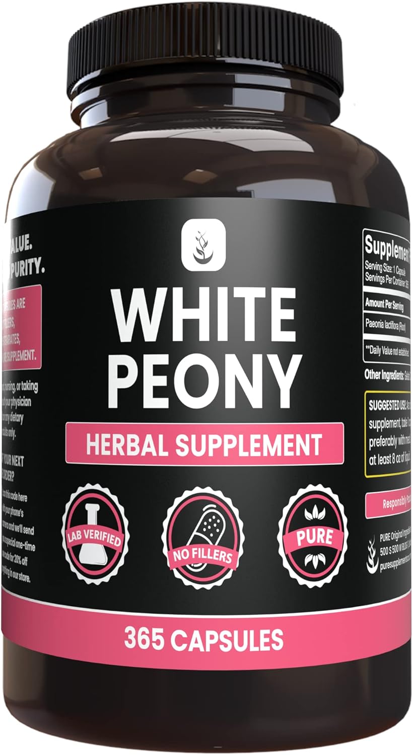 Pure Original Ingredients White Peony (365 Capsules) No Magnesium Or Rice Fillers, Always Pure, Lab Verified