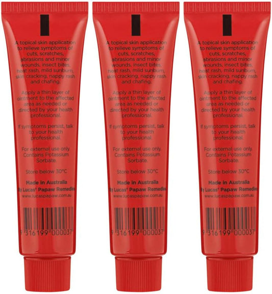 Lucas’ Papaw Ointment – 3 X Tubes Of 15G Each With Lip Applicator – Multipurpose Skin Relief – Made In Australia