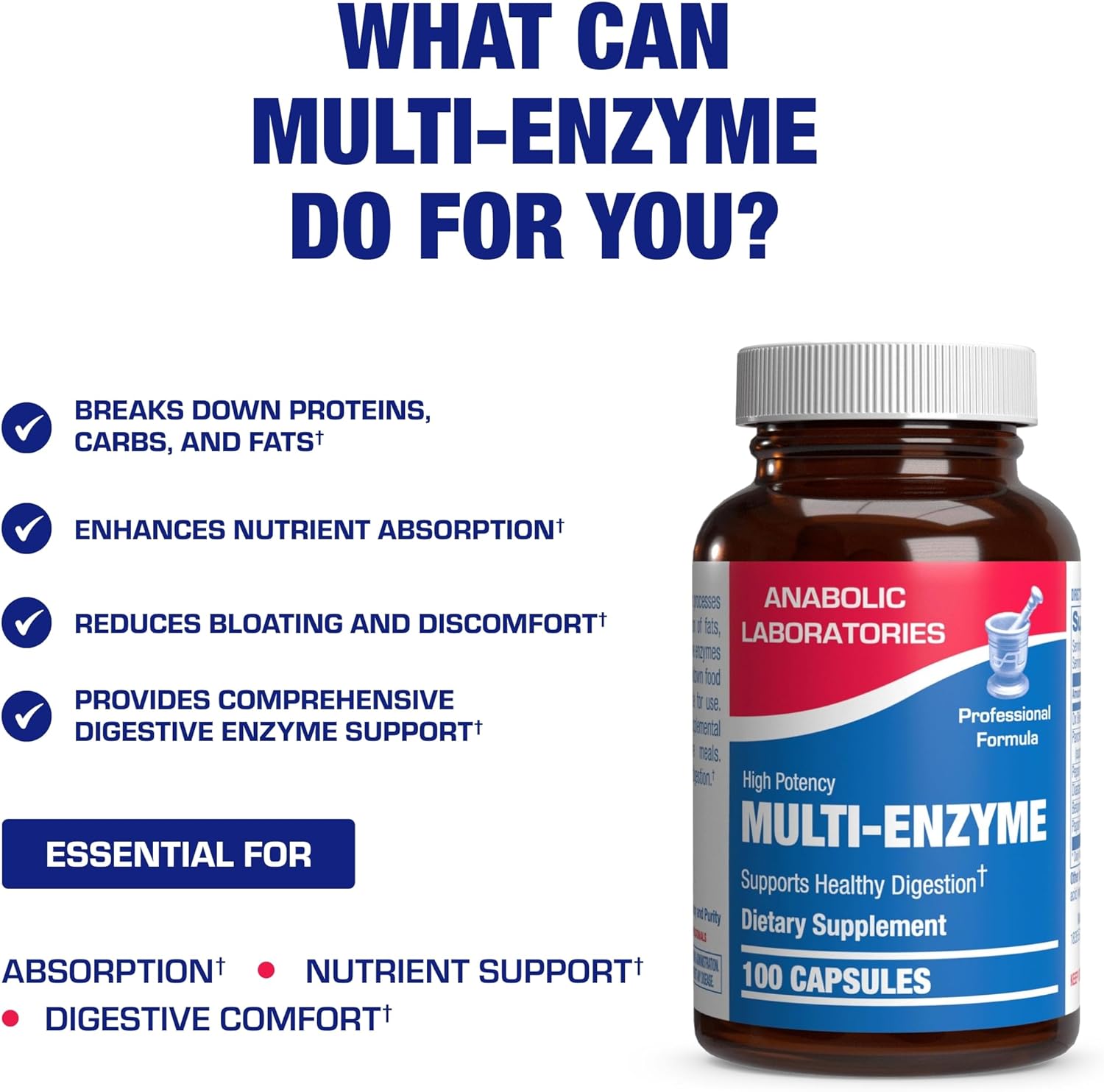 Multi Digestive Enzymes With Ox Bile Supplement - Clinical Strength Digestion Supplement With Pancreatin Pancreatic Enzymes For Protein Carb & Fat Digestive Support & Reduced Stomach Discomfort : Health & Household