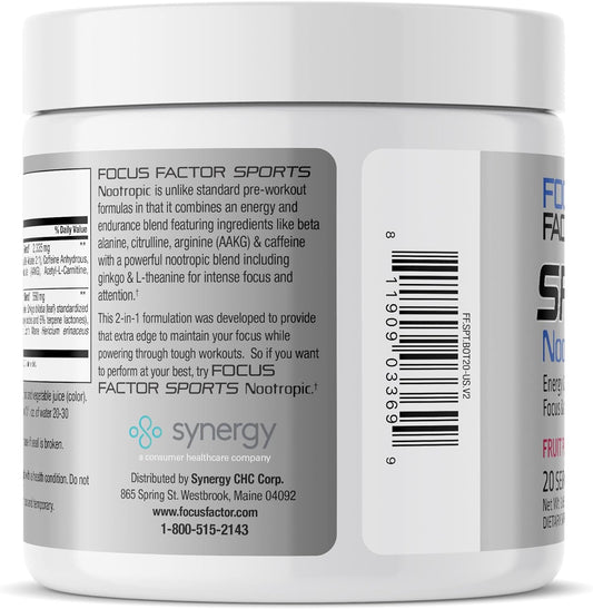Focus Factor Pre-Workout Sports Supplement with Lions Mane - Nootropic