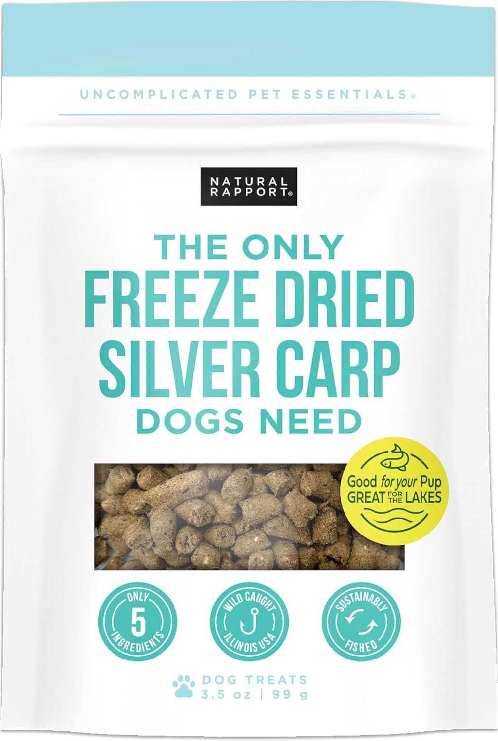 Natural Rapport Freeze Dried Fish Dog Treats - The Only Freeze Dried Carp Dogs Need -Single Ingredient, All Natural Dog Treats for Small and Large Dogs (3.5 oz)