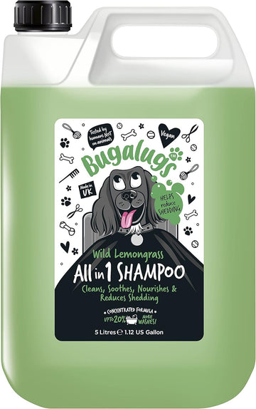 BUGALUGS Dog Shampoo All in 1 shampoo & conditioner dog grooming products for smelly dogs with fragrance, best vegan pet puppy shampoo, professional groom (5 Litre)?Dog Shampoo