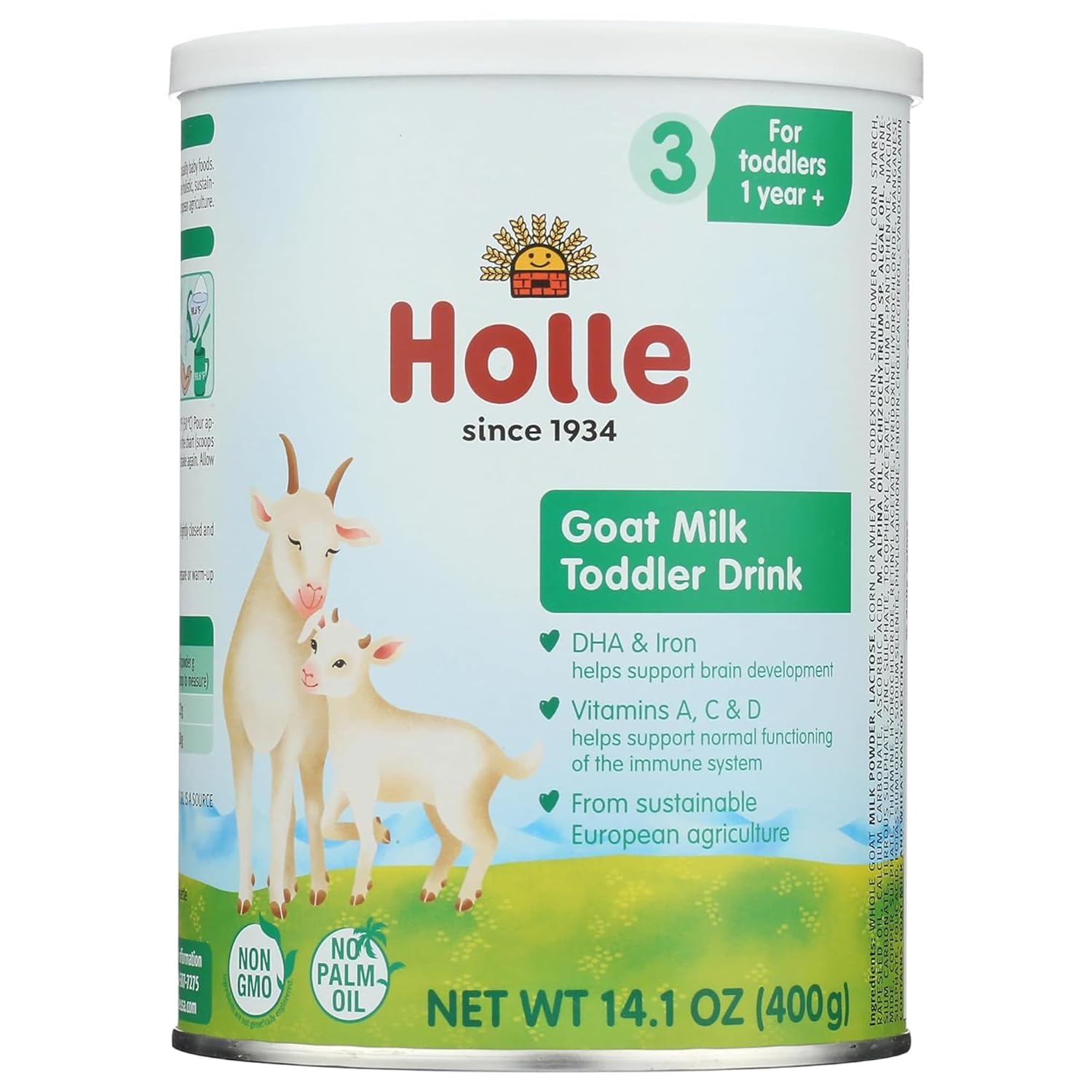 Holle Goat Milk Powder - Toddler Drink - Stage 3 - Powdered Goat Milk for Brain-Healthy Toddler Nutritional Drink - Non-GMO & Soy-Free - Easy to Digest - Safe for Children 12+ Months to 3 Years Old