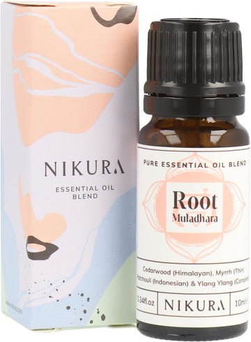 Nikura | Root Chakra Essential Oil Blend - 10ml - 100% Natural | Cedarwood, Patchouli, Myrrh, Ylang Ylang