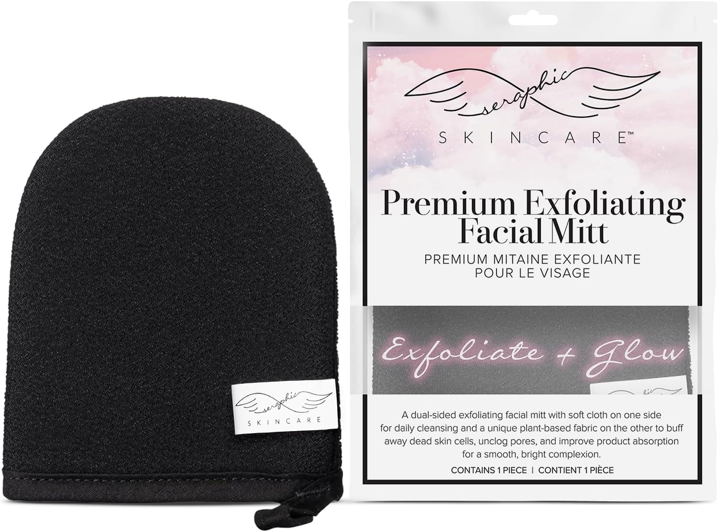 Seraphic Skincare Korean Exfoliating Mitt - Facial Exfoliating Scrub, Exfoliator Gloves - Face Cleaning Mitten, Self Exfoliator Glove - Chemical-Free Exfoliation, Dead Skin Remover