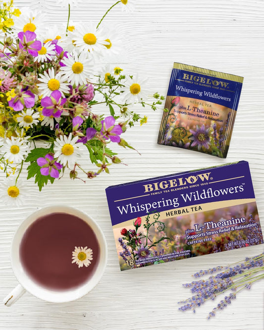 Bigelow Tea Whispering Wildflowers Plus L-Theanine, 18 Count (Pack Of 6), 108 Total Tea Bags