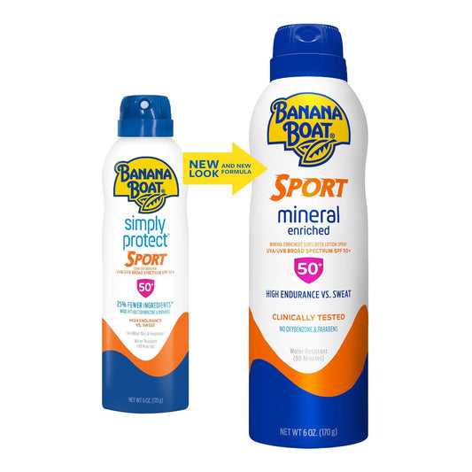 Banana Boat Sport 100% Mineral Sunscreen Lotion SPF 50, 6oz | Banana Boat Mineral Sunscreen, Oxybenzone Free Sunscreen, Sport Sunscreen, Sunblock, Banana Boat Lotion Sunscreen SPF 50, 6oz