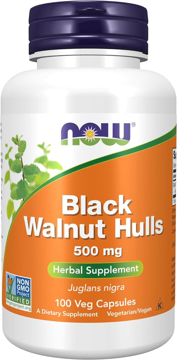 NOW Supplements, Black Walnut Hulls (Juglans nigra) 500 mg, Herbal Supplement, 100 Veg Capsules