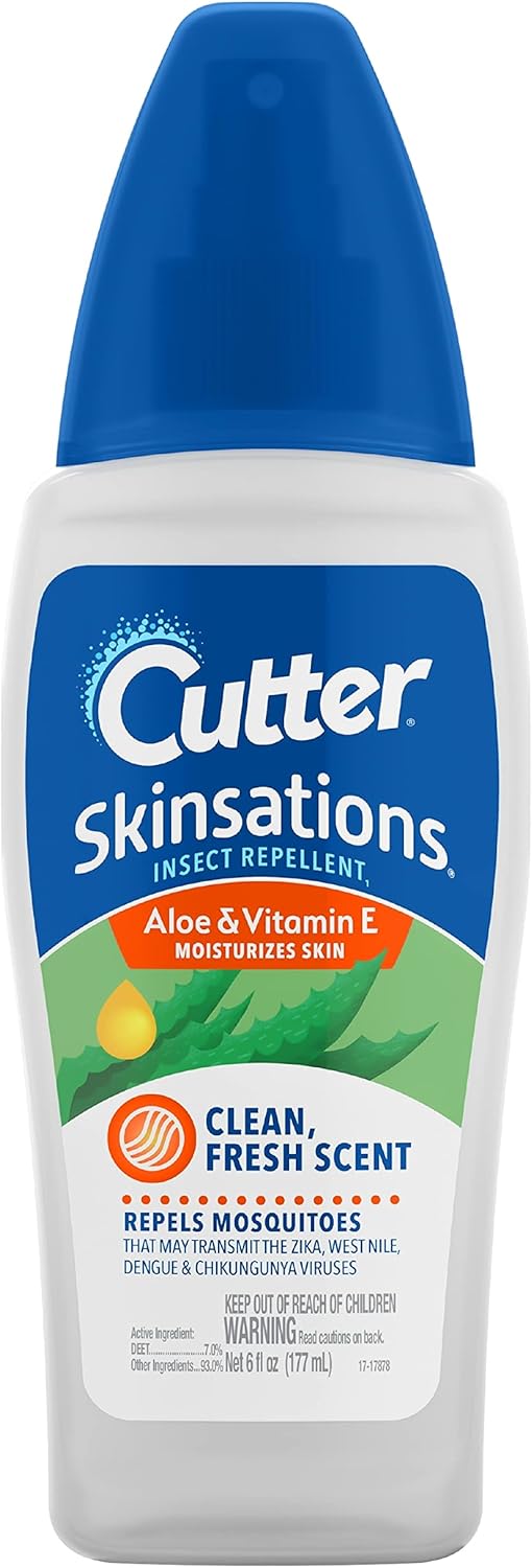 Cutter Skinsations Insect Repellent, Mosquito Repellent, Repels Mosquitoes, 7% Deet, 6 Fl Ounce (Pump Spray)