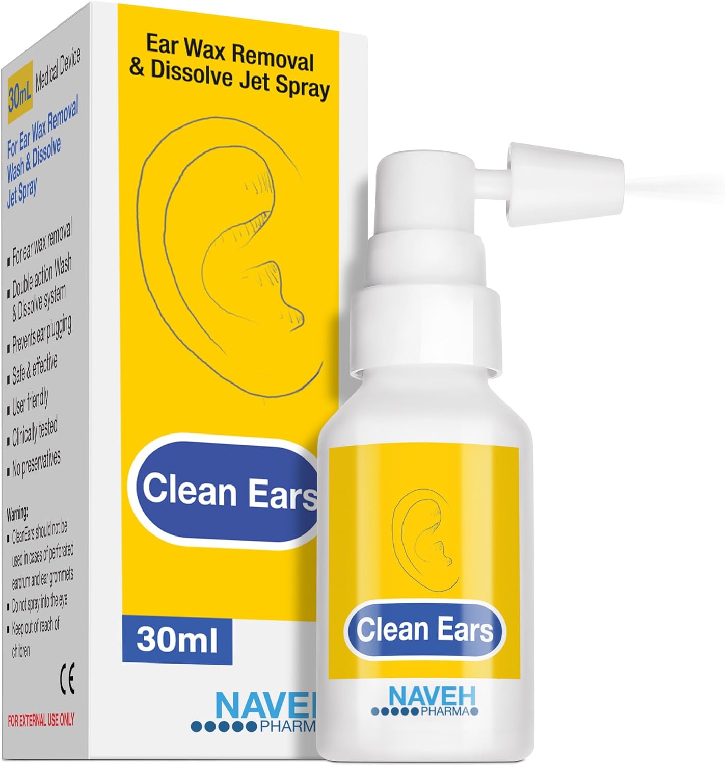 Naveh Pharma® Cleanears | Fast-Acting Ear Wax Removal Drops | Breaks Down & Dissolves Wax In Just 1 Treatment | Clinically Proven To Be 37% More Effective | All-Natural, Gentle & Safe | 1 Fl Oz