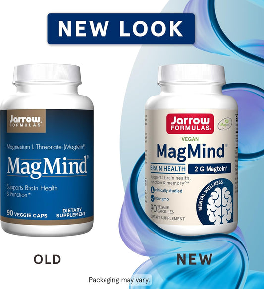 Jarrow Formulas MagMind Brain Health with Magtein (Magnesium L-Threonate), Dietary Supplement for Brain Health and Memory Support, 90 Capsules, 30 Day Supply