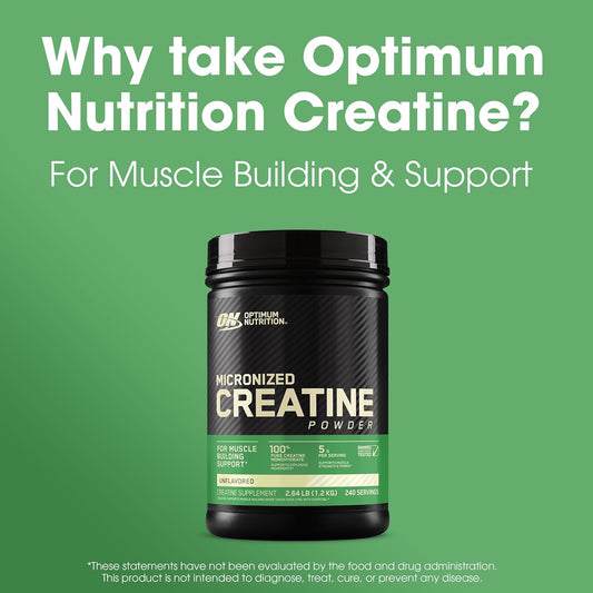 Optimum Nutrition Micronized Creatine Monohydrate Powder, Unflavored, Keto Friendly, 240 Servings (Packaging May Vary)