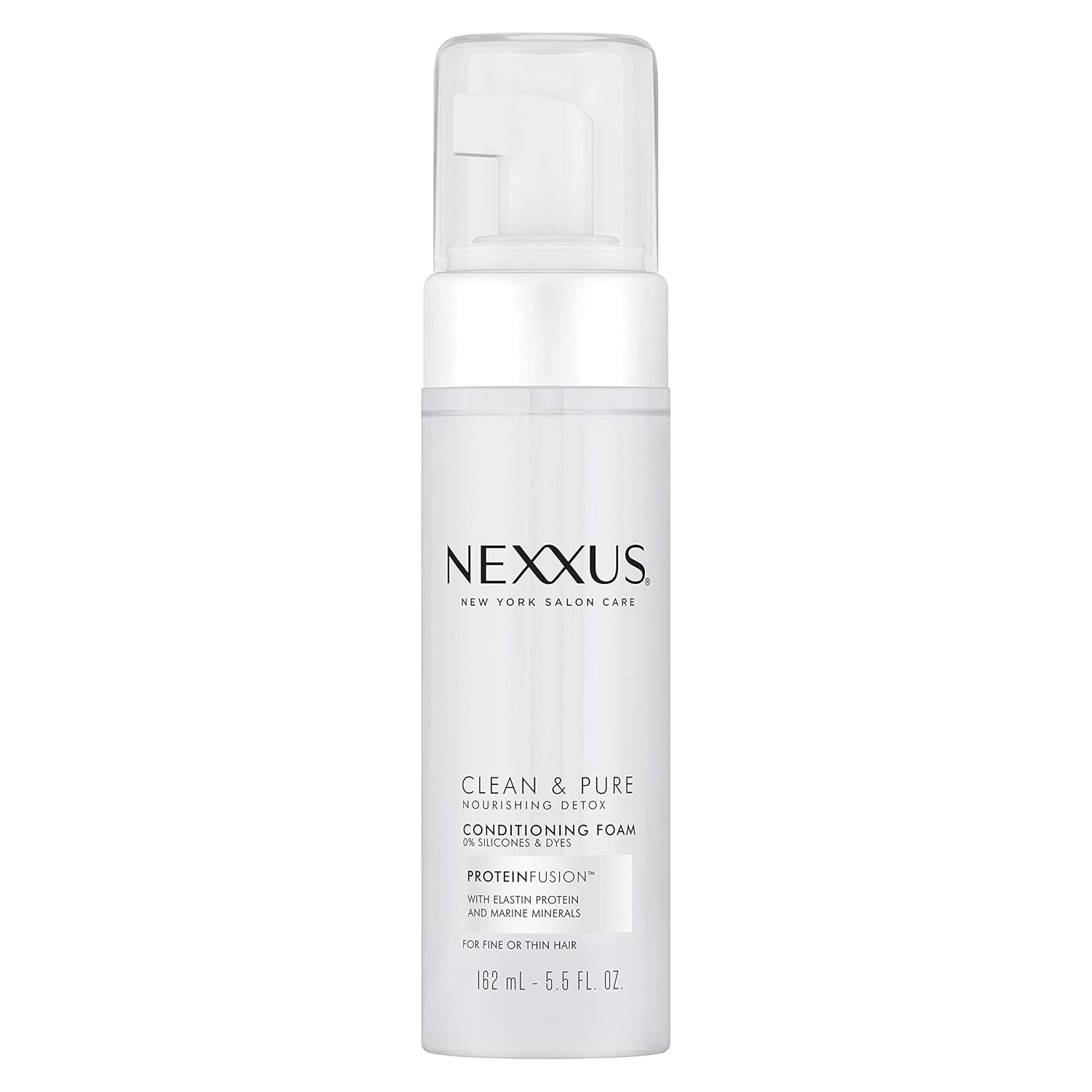 Nexxus Clean & Pure Conditioning Hair Foam Moisturizing Conditioner For Fine Or Thin Hair With Proteinfusion Silicone, Dye And Paraben Free 5.5 Oz