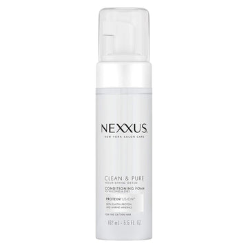 Nexxus Clean & Pure Conditioning Hair Foam Moisturizing Conditioner For Fine Or Thin Hair With Proteinfusion Silicone, Dye And Paraben Free 5.5 Oz