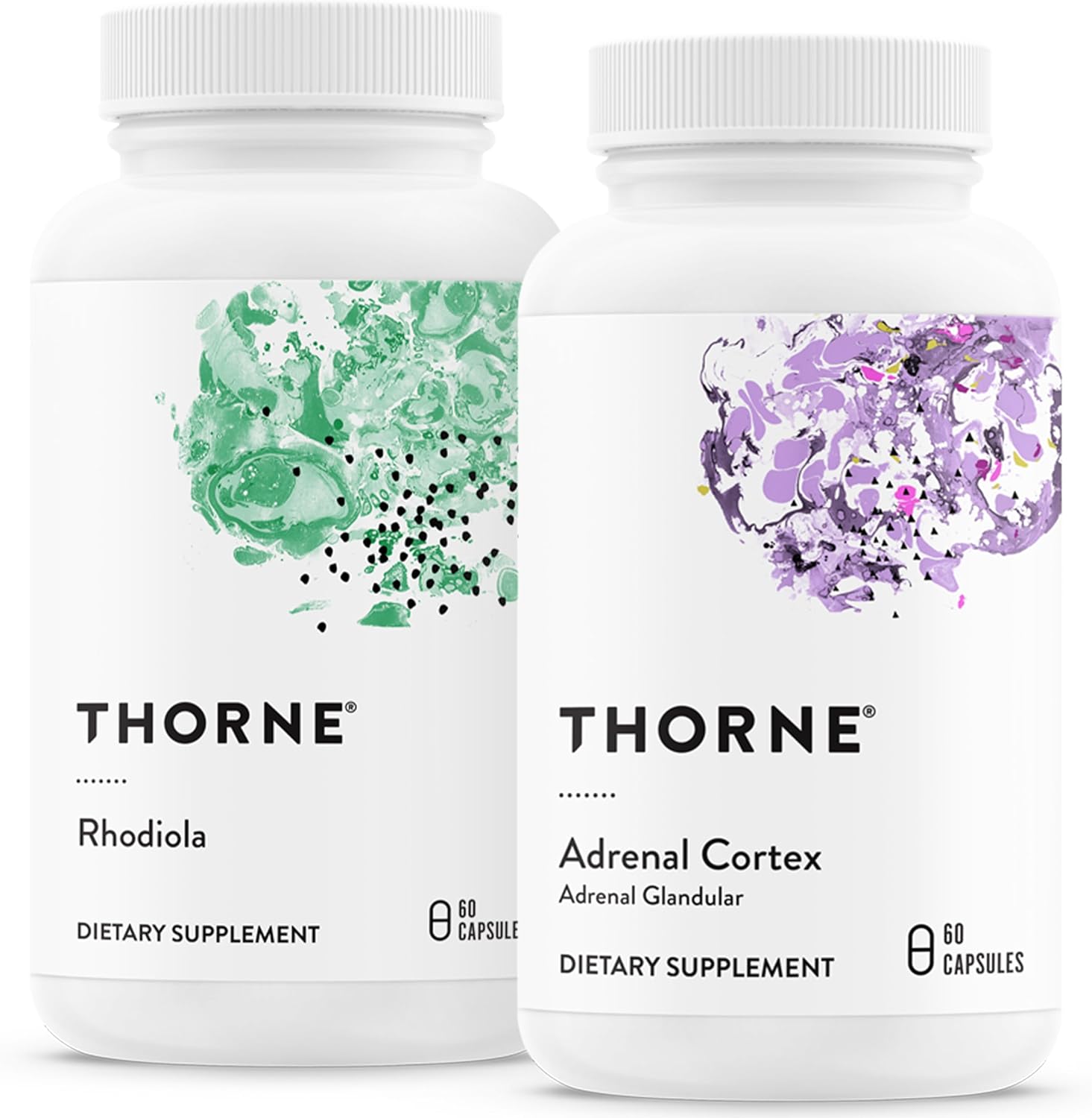 THORNE Adaptogen & Adrenal Support Bundle - Natural Solutions for Coping with Stress - Rhodiola and Adrenal Cortex - 60 Servings