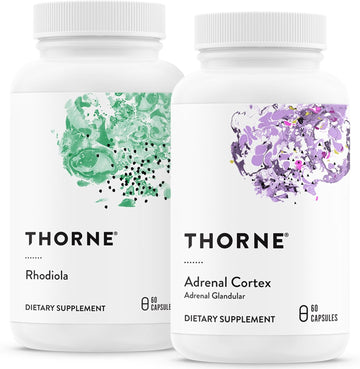 THORNE Adaptogen & Adrenal Support Bundle - Natural Solutions for Coping with Stress - Rhodiola and Adrenal Cortex - 60 Servings