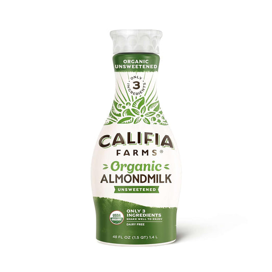 Califia Farms - Organic Unsweetened Almond Milk, 48 Oz, Dairy Free, Keto, Vegan, Plant Based, Organic Milk, Non Gmo, Low Calorie, Usda Organic