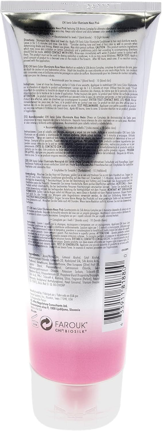 Chi Ionic Color Illuminate Conditioner, Neon Pink, Color Enhancing Conditioner, 251 Ml