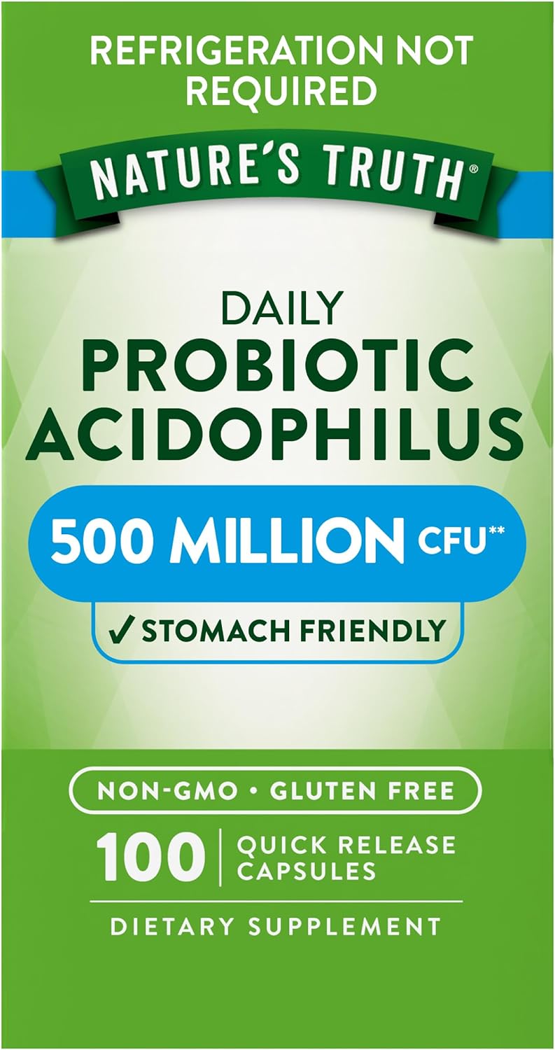 Probiotics For Men And Women Digestive Support | 500 Million Cfu | 100 Capsules | Acidophilus | By Nature'S Truth