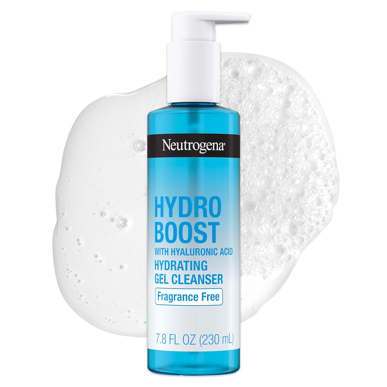 Neutrogena Hydro Boost Fragrance Free Hydrating Gel Facial Cleanser With Hyaluronic Acid, Daily Foaming Face Wash & Makeup Remover, Gentle Face Wash, Non-Comedogenic, 7.8 Fl. Oz