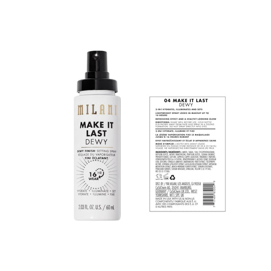 Milani Make It Dewy Setting Spray 3 In 1- Hydrate + Illuminate + Set (2.03 Fl. Oz.) Makeup Finishing Spray - Makeup Primer & Hydrating Setting Spray
