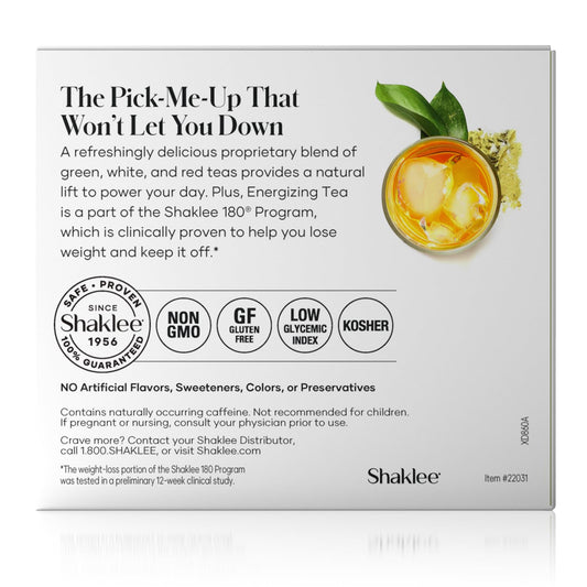 Shaklee Energizing Tea Green Matcha Flavor - Antioxidant-Rich Blend Of Green Matcha, White, And Red Teas For Gentle Energy Lift - Energy Boost On-The-Go Packets - Hot Or Cold - 28 Servings