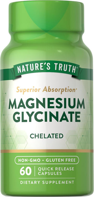 Magnesium Glycinate Capsules | 200Mg | 60 Count | Chelated Superior Absorption Formula | Non-Gmo & Gluten Free Supplement | By Nature'S Truth