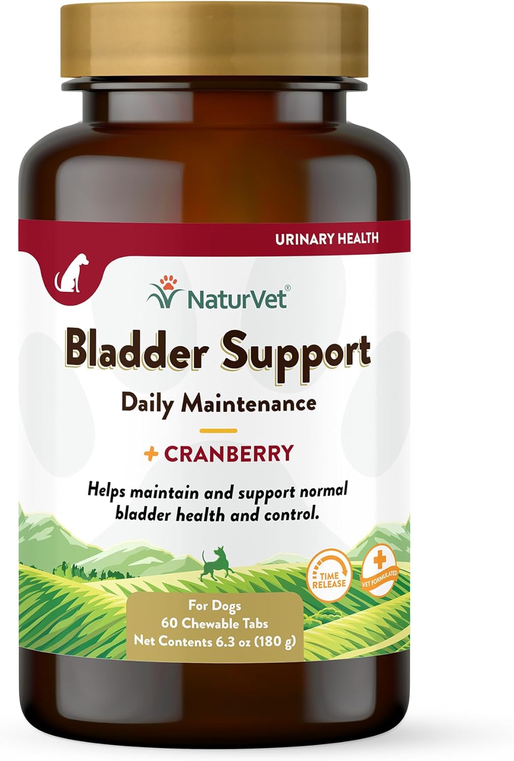 NaturVet – Bladder Support for Dogs – Plus Cranberry | Supports Healthy Bladder Control & Normal Urination | 60 Time Release Chewable Tablets