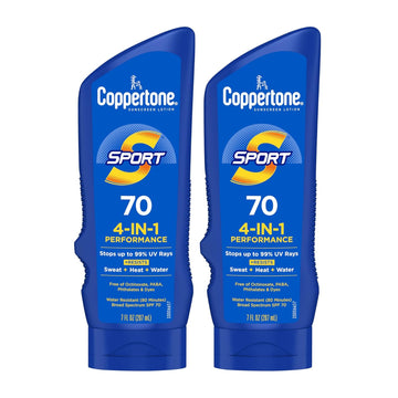 Coppertone Sport Sunscreen Spf 70 Water Resistant Sunscreen Lotion, Broad Spectrum, Bulk Sunscreen Pack, 7 Fl Oz Bottle, Pack Of 2