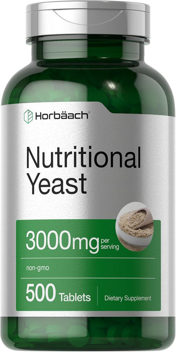 Horbäach Nutritional Yeast Tablets With Vitamin B12 | 3000Mg | 500 Count | Non-Gmo And Gluten Free