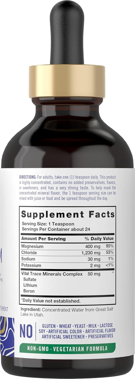 Carlyle Liquid Ionic Magnesium 400 Mg | 4 Oz | Vegetarian, Non-Gmo & Gluten Free Supplement | Vital Trace