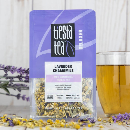 Tiesta Tea - Lavender Chamomile | Soft Chamomile Herbal Tea | Premium Loose Leaf Tea Blend | Non Caffeinated Herbal Tea | Make Hot Or Iced Tea & Brews Up To 25 Cups - 0.9 Ounce Resealable Pouch